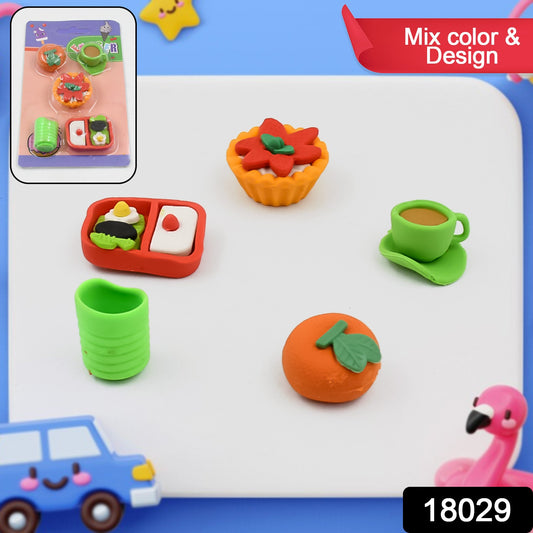 18029 3d Mix Design Fancy  Stylish Colorful Erasers Mini Eraser Creative Cute Novelty Eraser For Children Different Designs Eraser Set For Return Gift Birthday Party School Prize (1 Set)