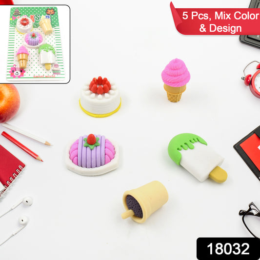 18032 3d Mix Design Fancy  Stylish Colorful Erasers Mini Eraser Creative Cute Novelty Eraser For Children Different Designs Eraser Set For Return Gift Birthday Party School Prize (1 Set)