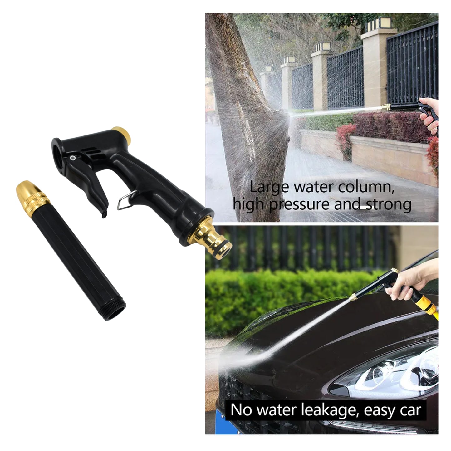 9148 Plastic Body Metal Trigger  Brass Nozzle Water Spray Gun For Water Pipe  Non-slip  Comfortable Grip  Multiple Spray Modes  Ideal Pipe Nozzle For Car Wash Gardening Other Uses