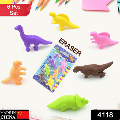 3D Dinosaur Erasers for Kids (6 Pcs)