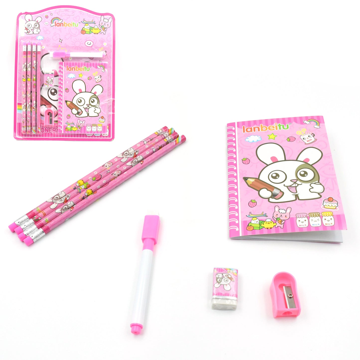 Stationery Set for Boys & Girls - 8 Pcs