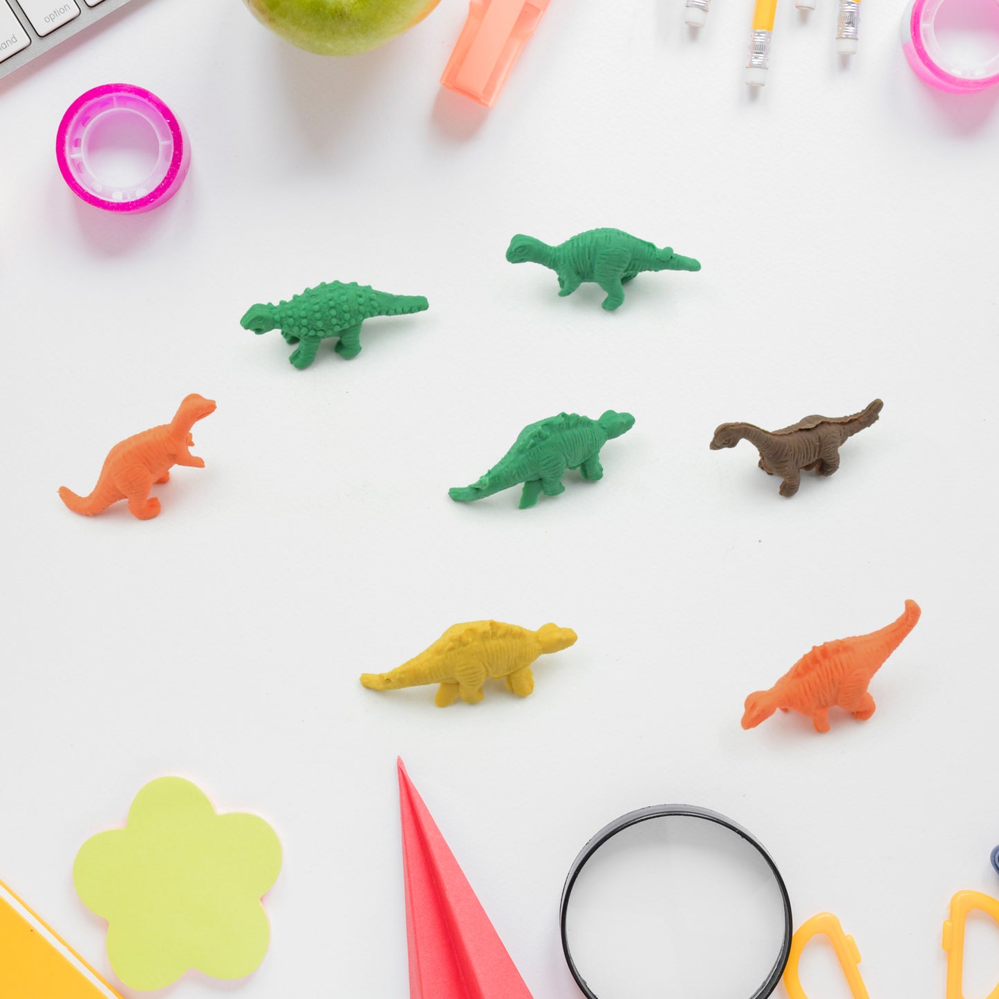 Fun Dinosaur Erasers for Classroom & Parties (7 Pcs)