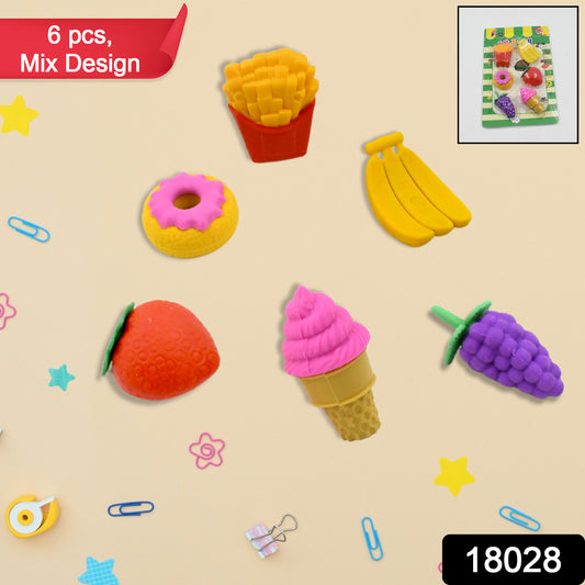 18028 3d Food Fancy  Stylish Colorful Erasers Mini Eraser Creative Cute Novelty Eraser For Children Different Designs Eraser Set For Return Gift Birthday Party School Prize (1 Set  Mix Design  Color)