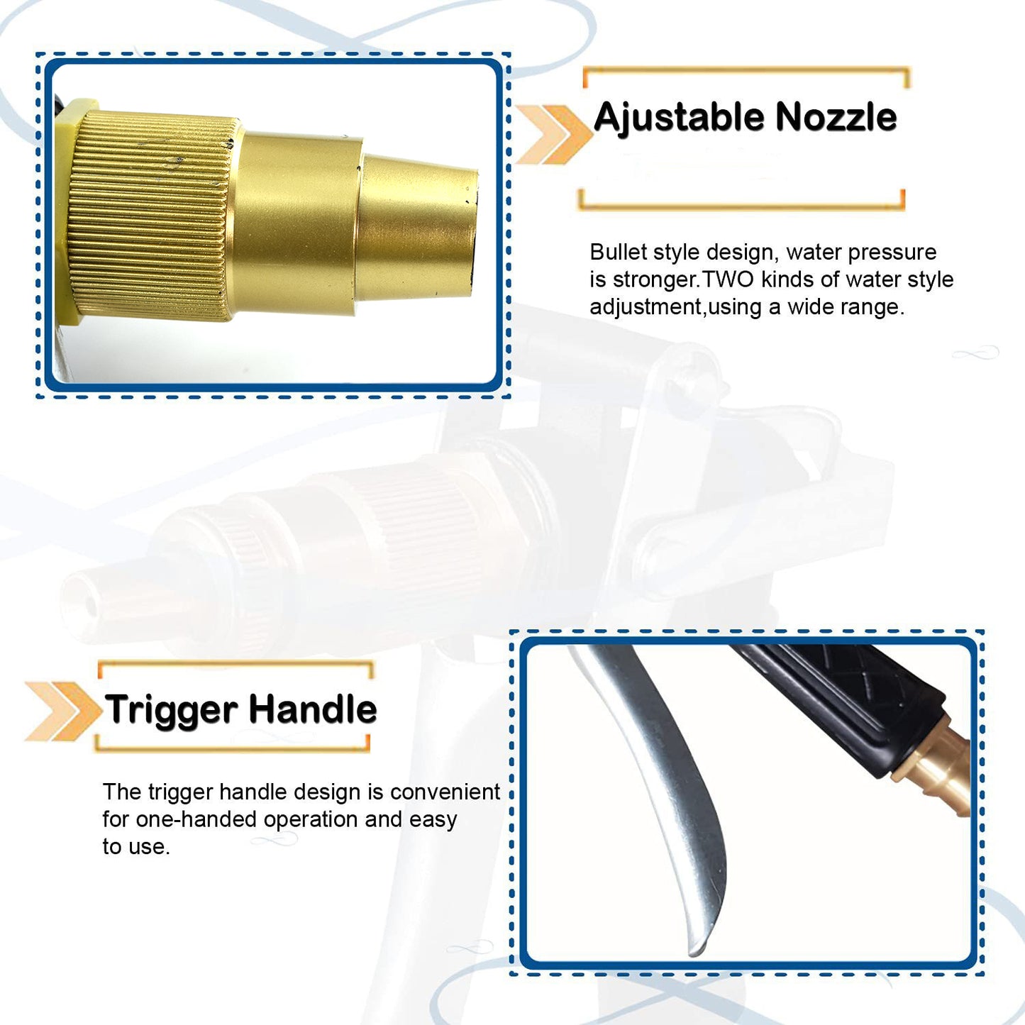 Durable Gold-Plated Metal Trigger Hose Nozzle