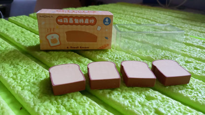 3D Toast Bread Erasers - 4 Pcs