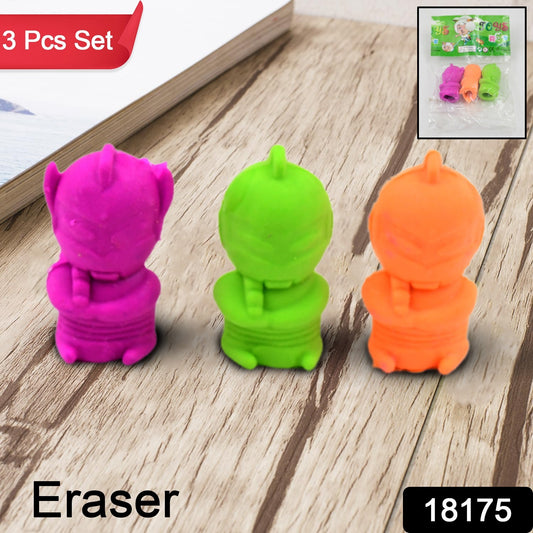 Cartoon Design Eraser (3 Pcs  Mix Design)