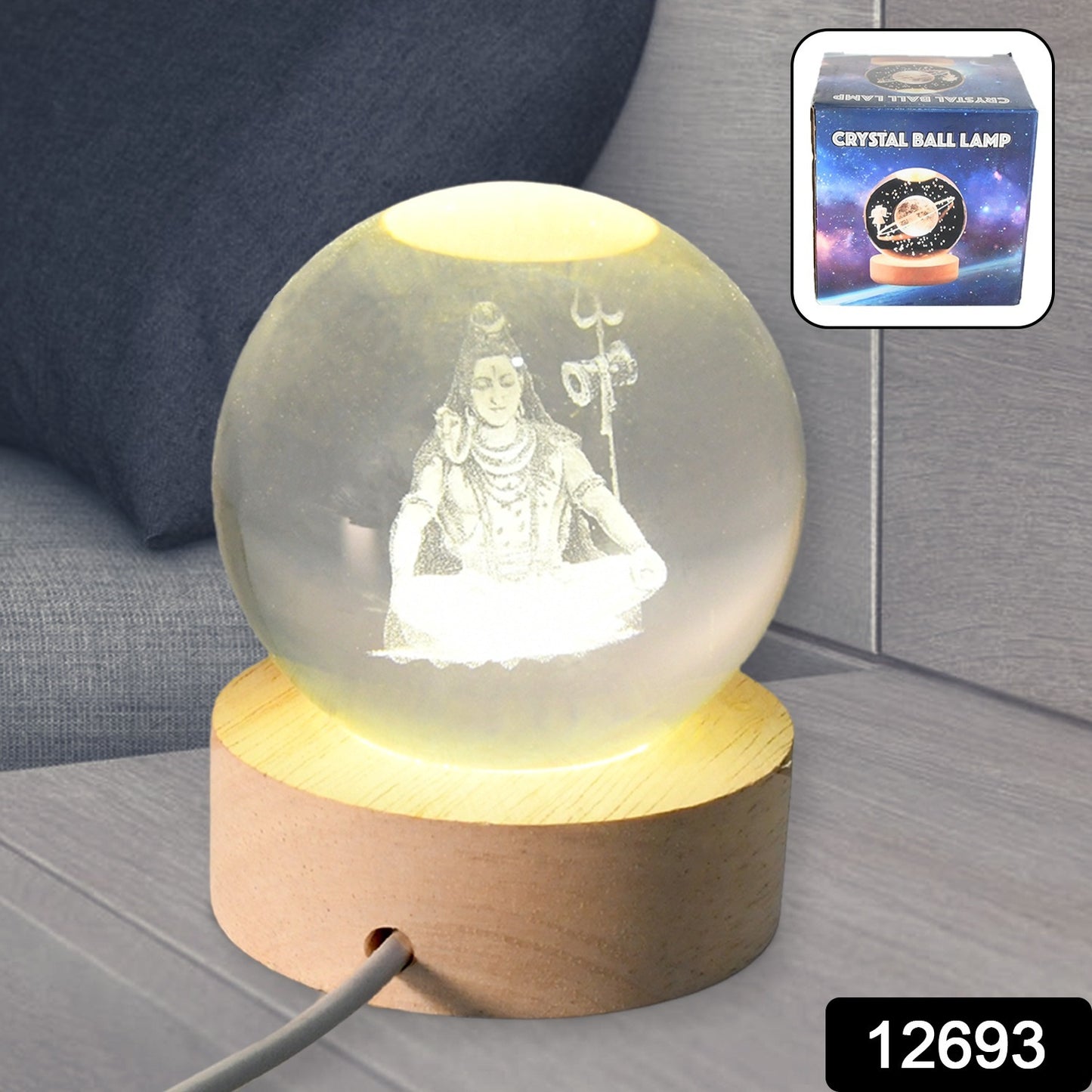 "3D Crystal Shiva Night Lamp - Elegant Home Décor & Gift"