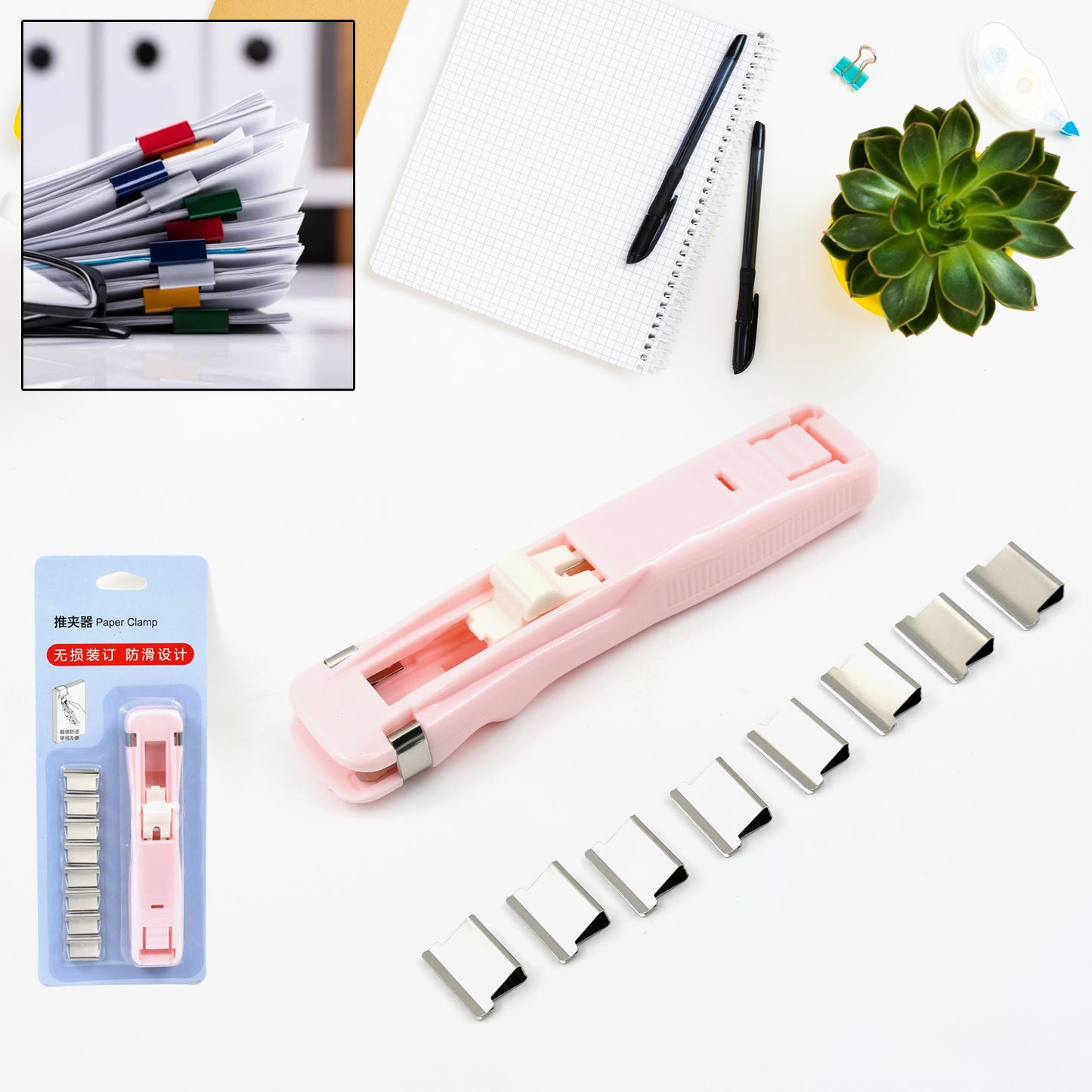 8-Piece Paper Clamp Dispenser Set