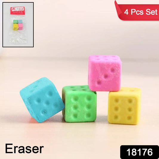 Eraser For Kids  Creative Dice Shape Erasers Kids (4 Pcs  Mix Design)