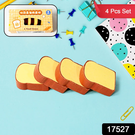 3D Toast Bread Erasers - 4 Pcs