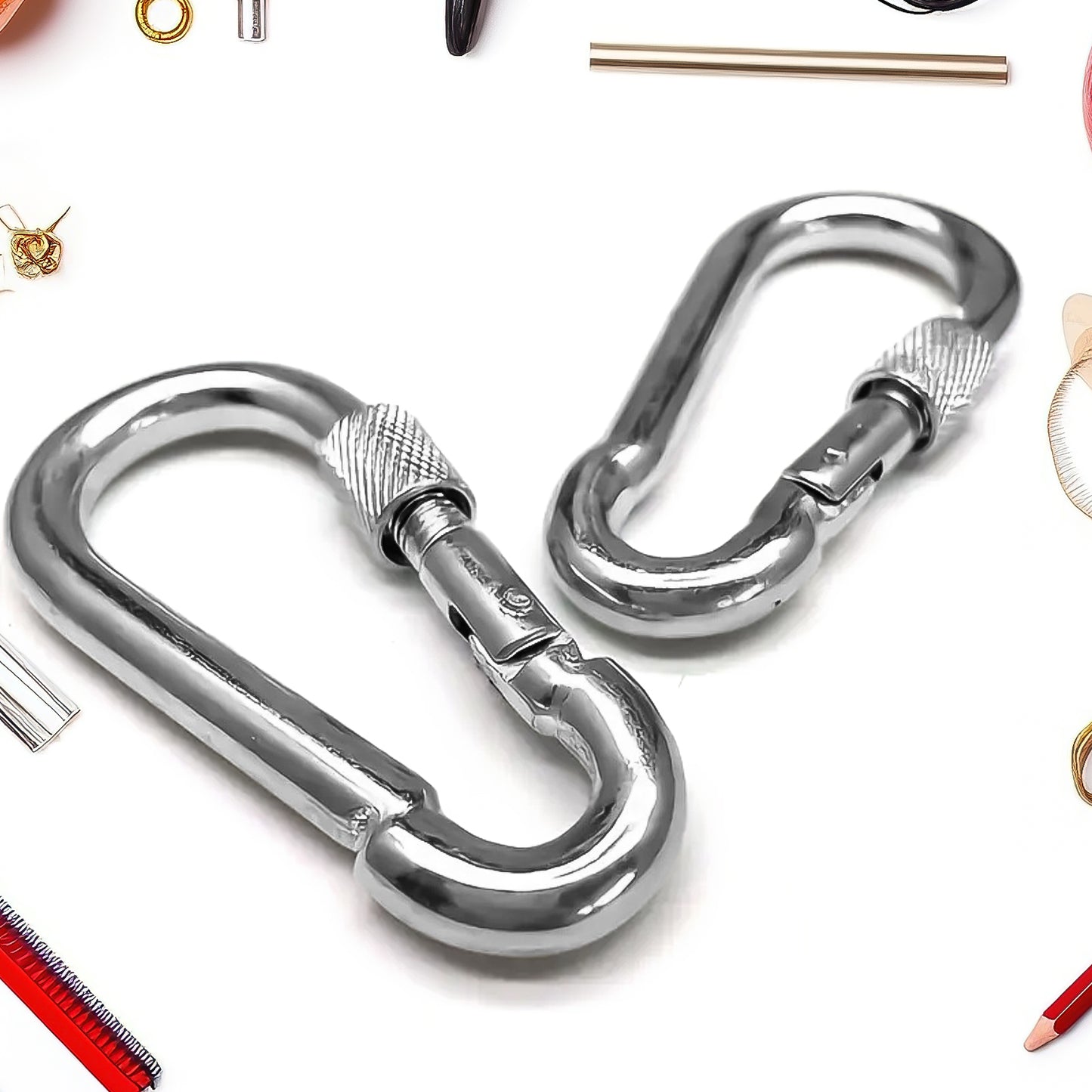 Snap Hook With Screw-stainless Steel Snap Hook Clip Heavy Duty Carabiner Clip (550 Mm  2 Pcs Set)