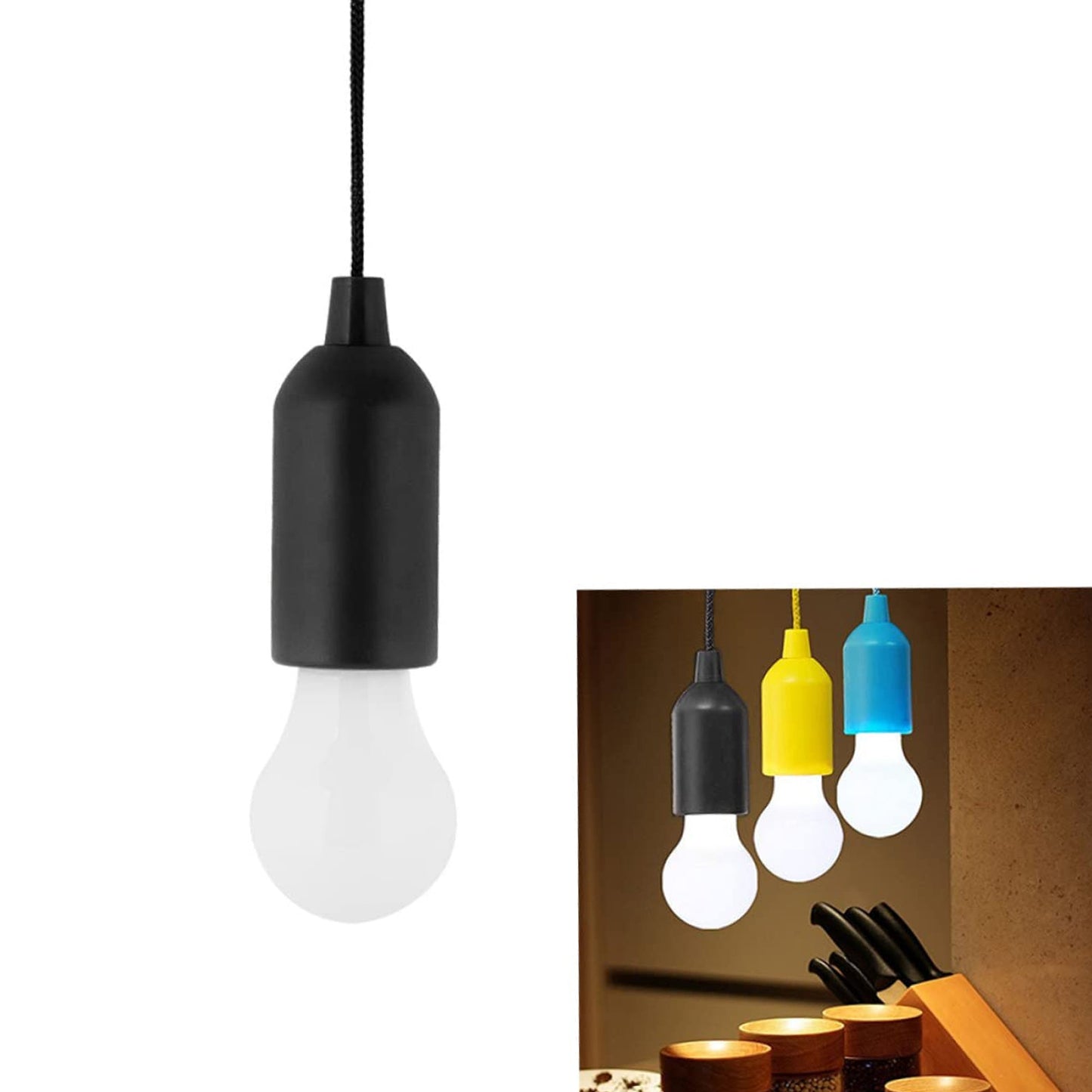 Black LED Pendant with Pull Cord Switch