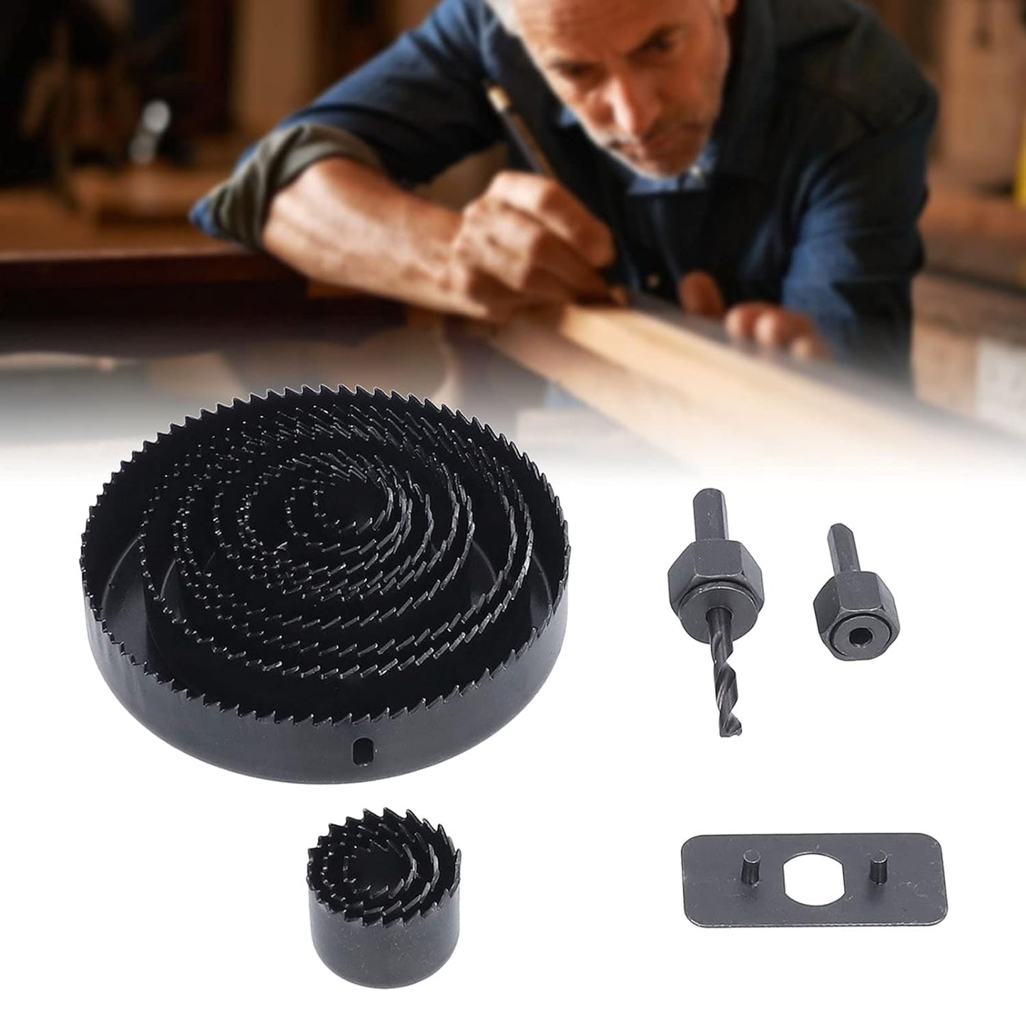 18-Piece Hole Saw Set for PVC, Wood, and Plastic