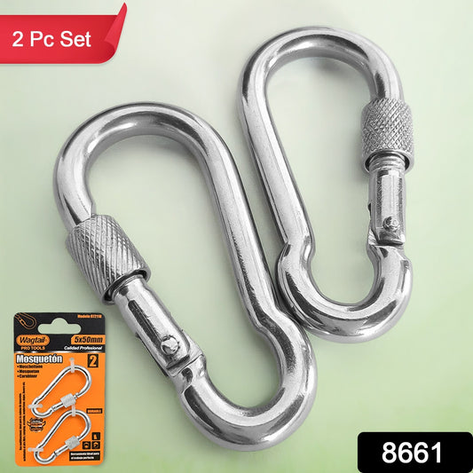 Snap Hook With Screw-stainless Steel Snap Hook Clip Heavy Duty Carabiner Clip (550 Mm  2 Pcs Set)