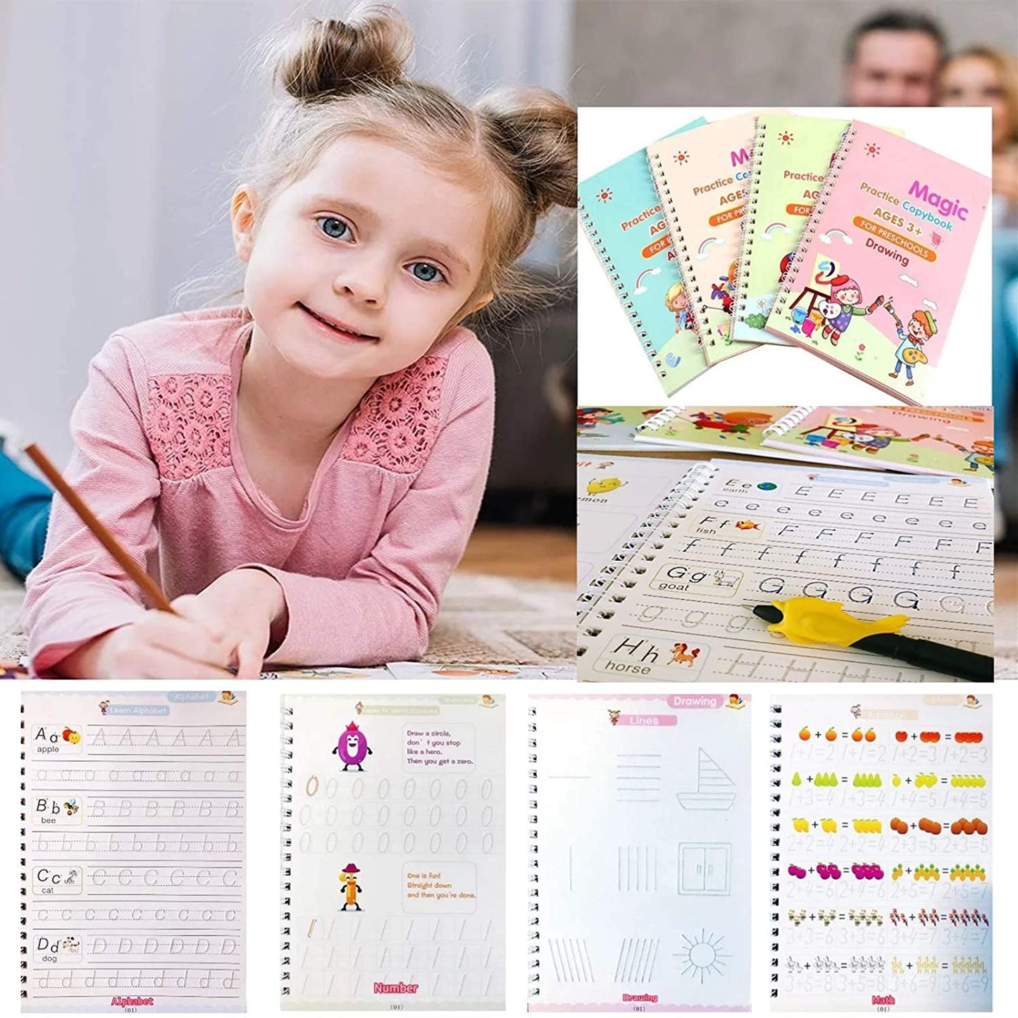 Magic Copybook for Kids & Adults (4 Pcs)