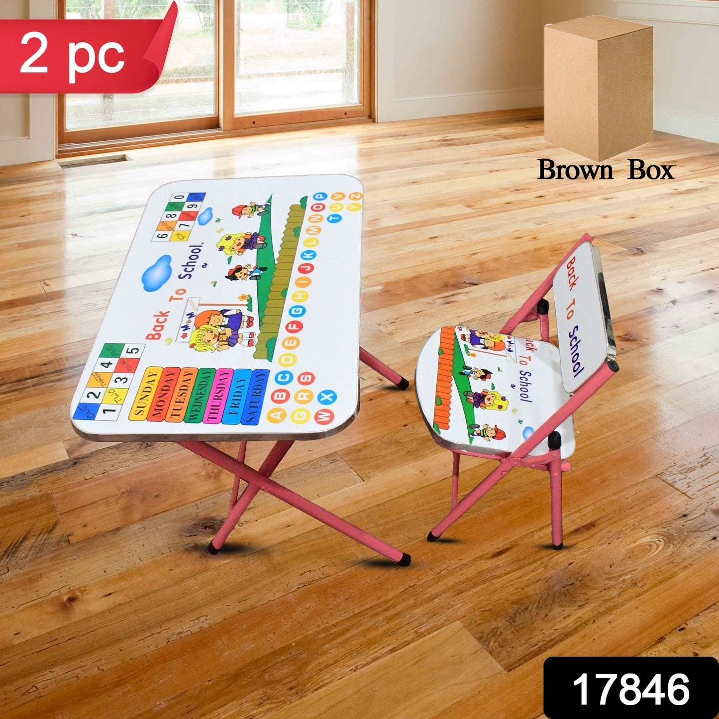 Foldable Study Table & Chair Set (2 Pcs)